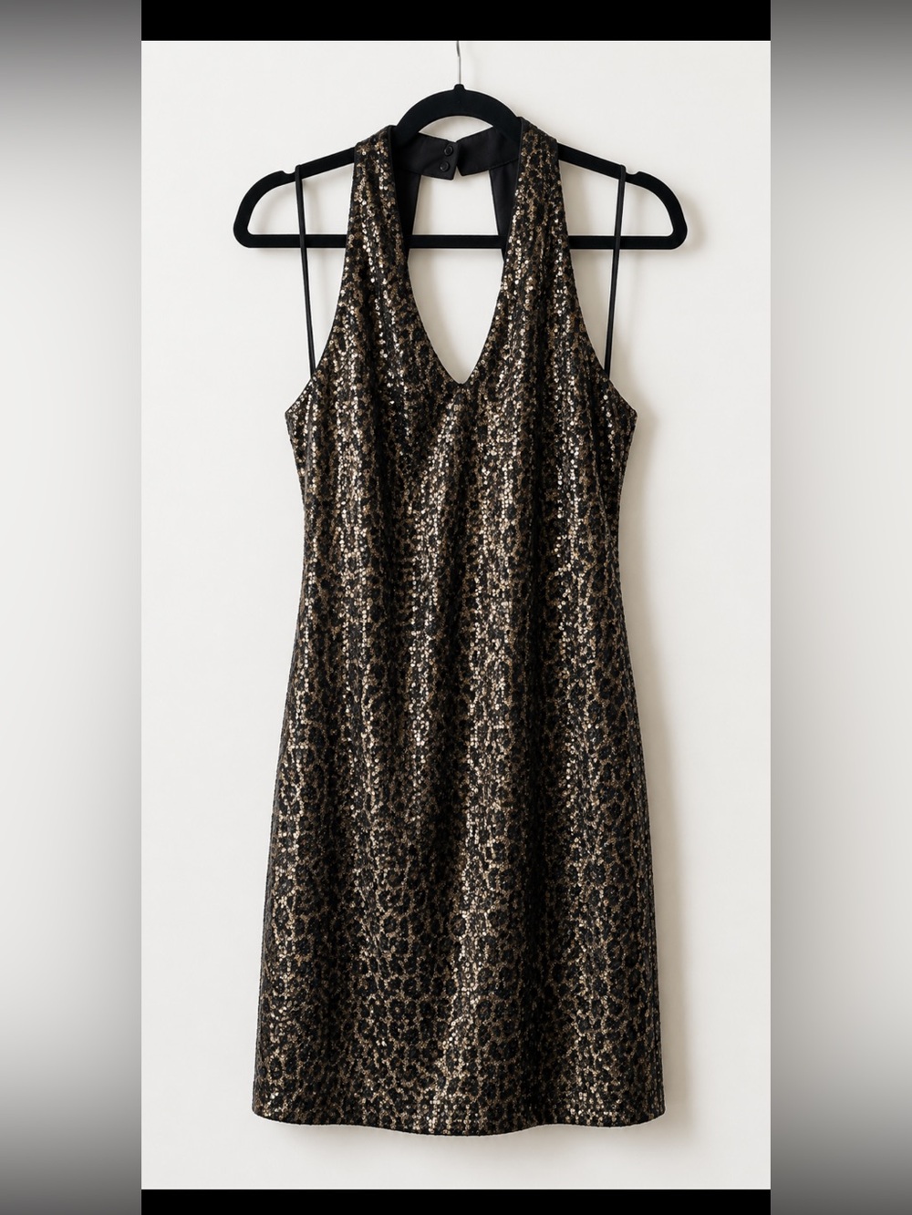 Cache Womens Sequin Sleeveless Dress Animal Print 8